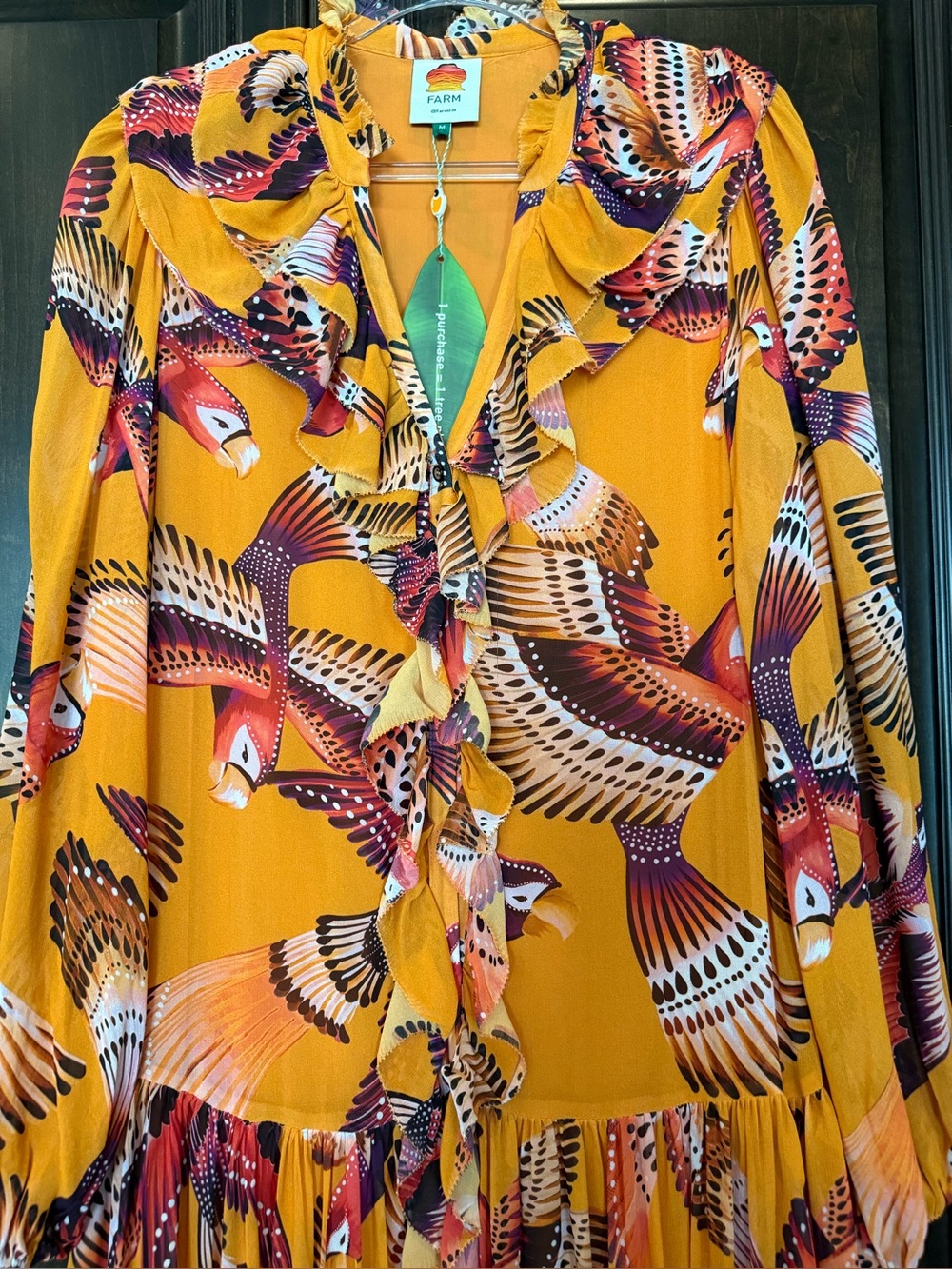 FARM Rio Orange Bird-Print Maxi Dress - Picture 5 of 16